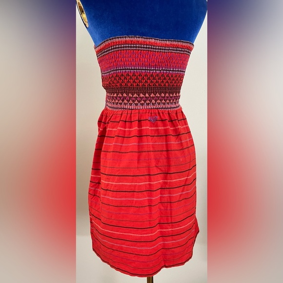 Roxy | Smocked Mini Dress | Doll | Aztec Red | Women’s Small - Picture 3 of 5